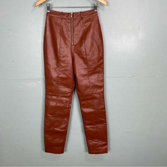 Lovers and Friends Georgie Pant Faux‎ Leather Sz XS Chestnut Color - Picture 1 of 5